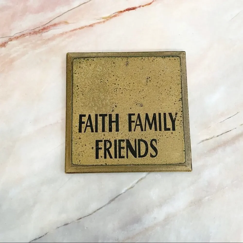 Faith, Family, Friends Square Wooden Wall Sign